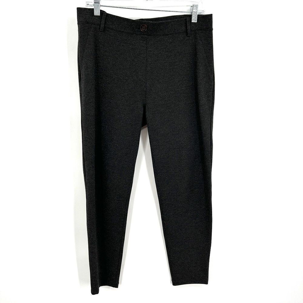 BETABRAND Dark Gray Pull On Stretch Slim Leg Trouser Pants Large Short Petite
